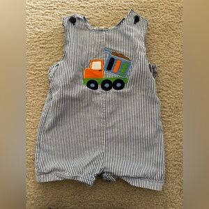 Kids Striped Overalls with Truck Patch